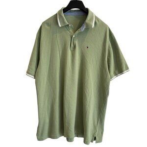 Tommy‎ Hilfiger Polo Shirt Green 100% Cotton Pullover Short Sleeve Mens Size XXL